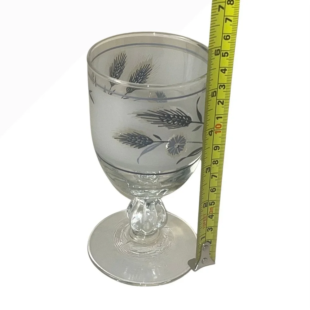 Vintage Libbey Silver Wheat Frosted Glass Goblet‎ Mid-Century Mint Condition